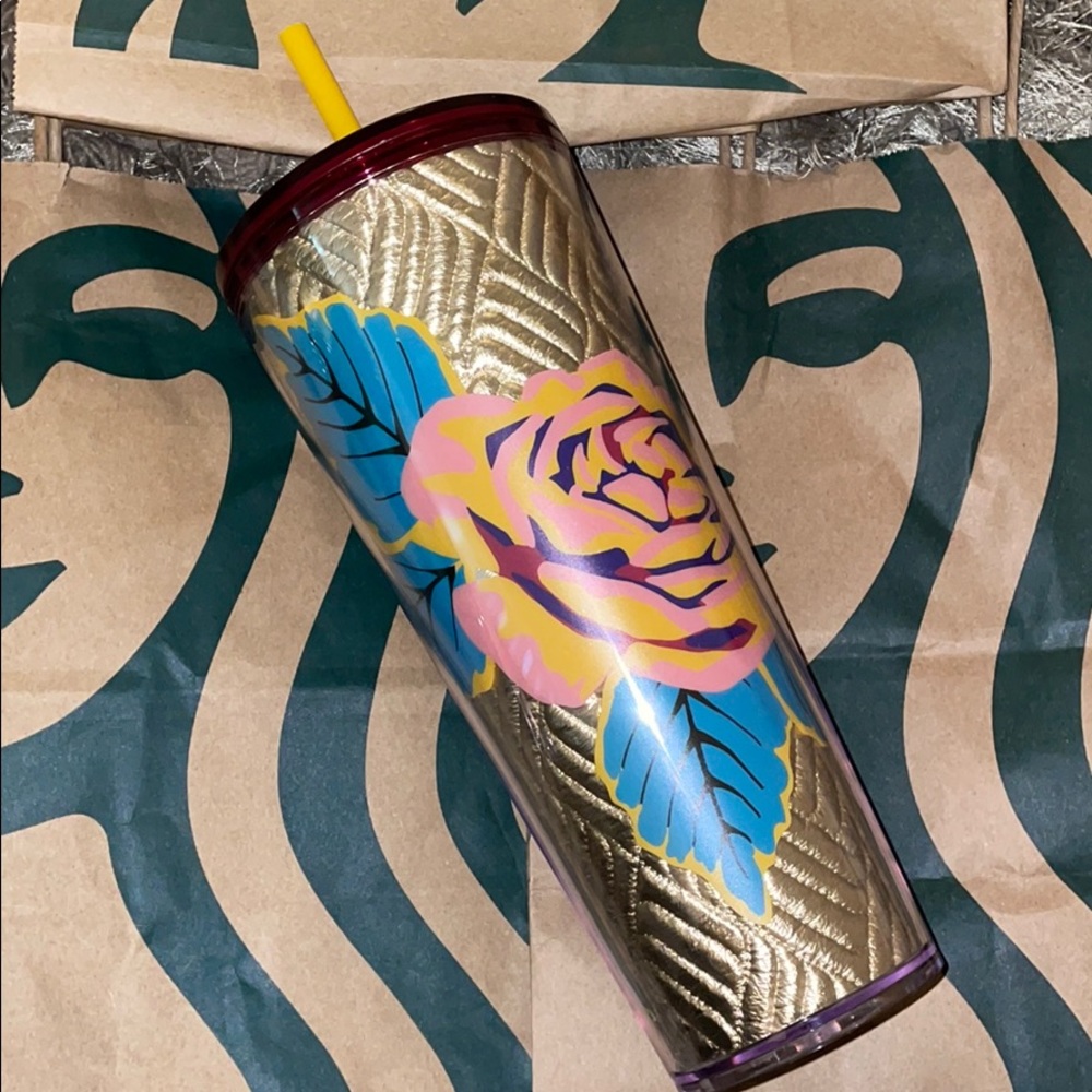 Starbucks gold quilted tumbler